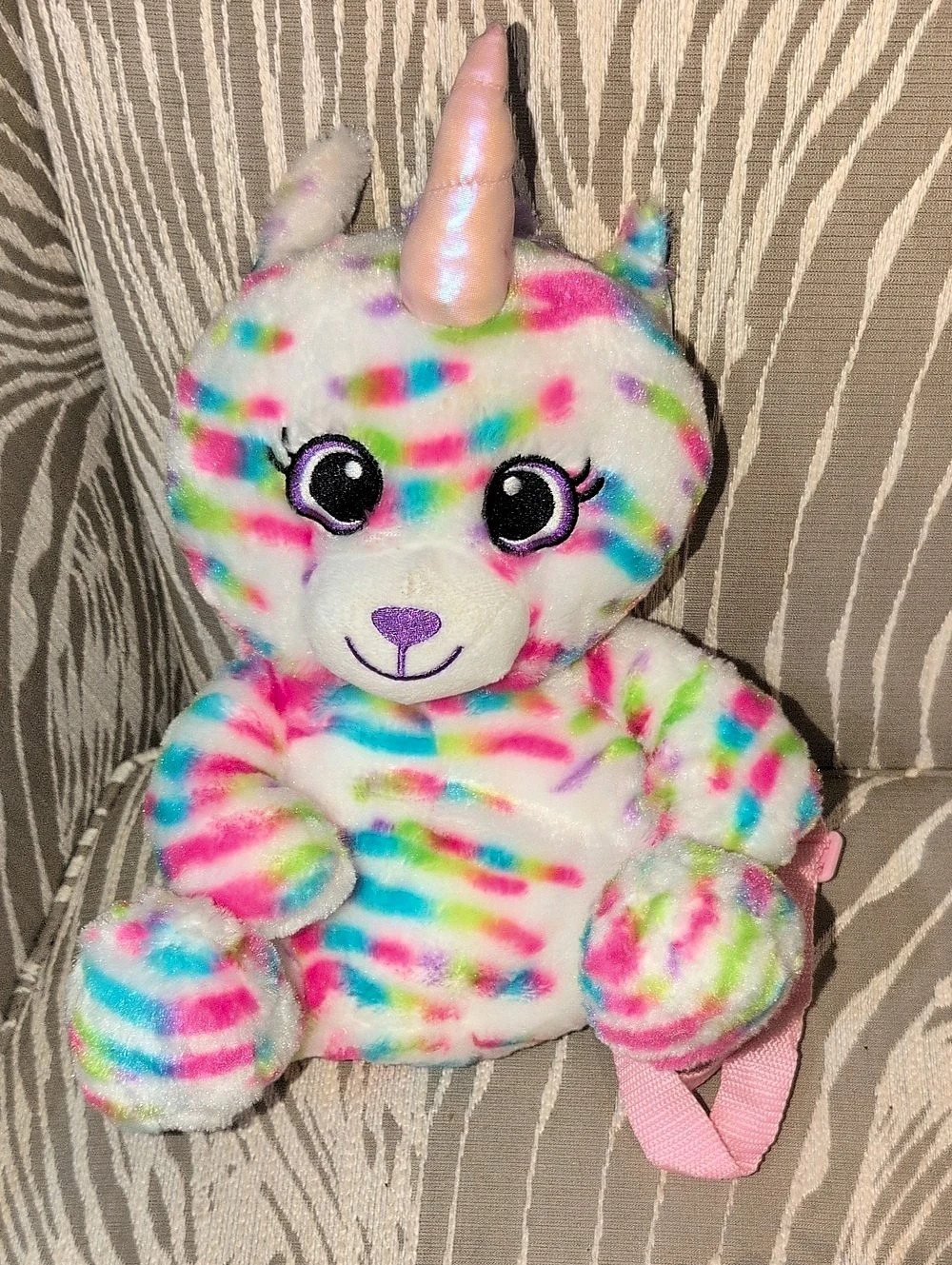 Carried Away by Stepping Stones Plush Unicorn Backpack White & Pink